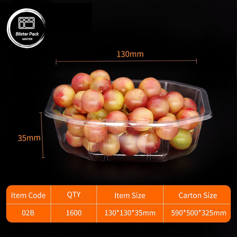 Contenants de fruits en PET transparents à coquille de grenouille Boîtes en plastique jetables avec couvercle pour les emballages de litchi et de raisins