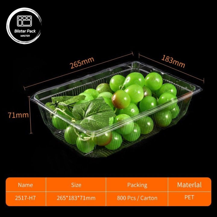 Contenants de fruits en PET transparents à coquille de grenouille Boîtes en plastique jetables avec couvercle pour les emballages de litchi et de raisins