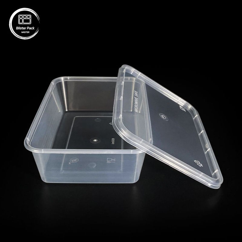 Contenants alimentaires en plastique jetables en PP rectangulaires Tailles polyvalentes de 500 ml à 1000 ml