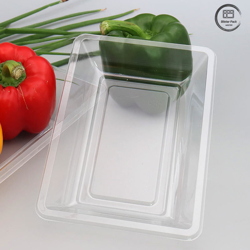 Plateau de fruits et légumes jetables transparents Emballage en plastique à fond plat pour les produits frais