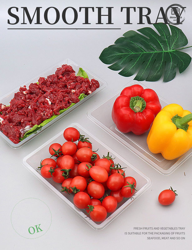 Plateau de fruits et légumes jetables transparents Emballage en plastique à fond plat pour les produits frais