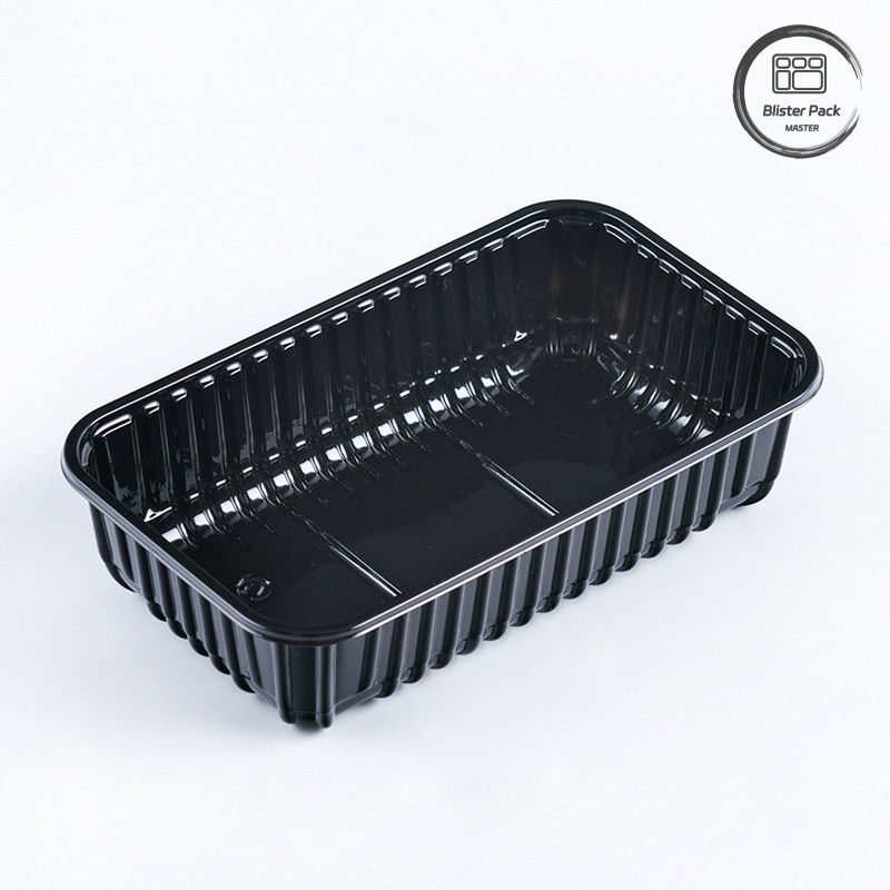 Supermarché Chili plateau en plastique jetable profonde rectangulaire Fruits Noir Contenants légumes frais Emballage Plateau alimentaire