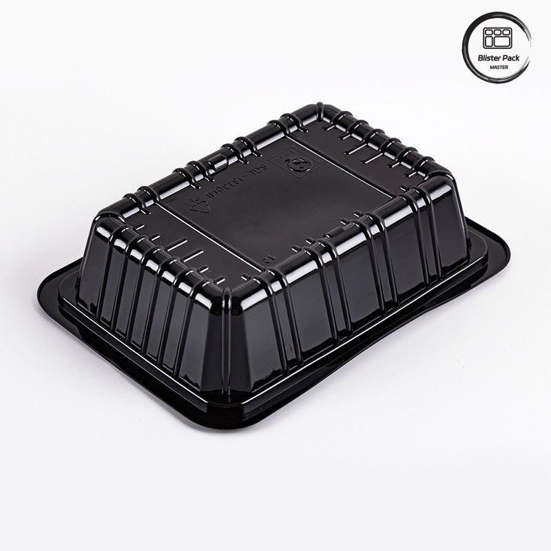 Supermarché Chili plateau en plastique jetable profonde rectangulaire Fruits Noir Contenants légumes frais Emballage Plateau alimentaire