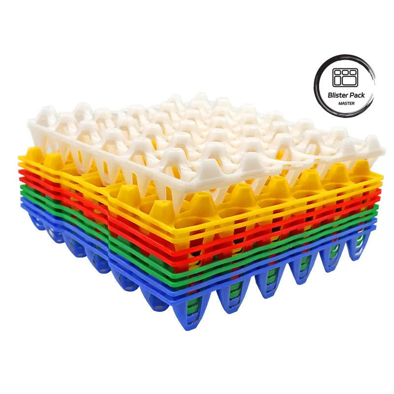 30 plateaux à ampoules d'œufs Cages en plastique colorées Plateaux en plastique thermoformés durables pour les élevages de poulets
