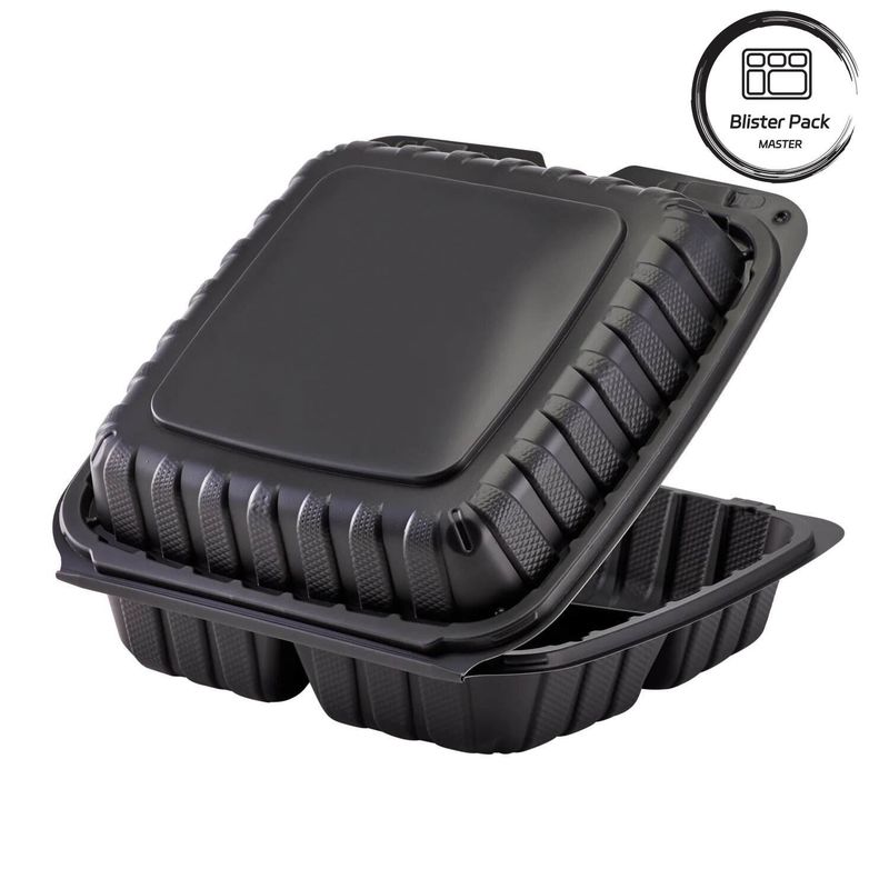 3 compartiments en plastique thermoformant à emporter conteneur carré pour la restauration rapide / repas chauds