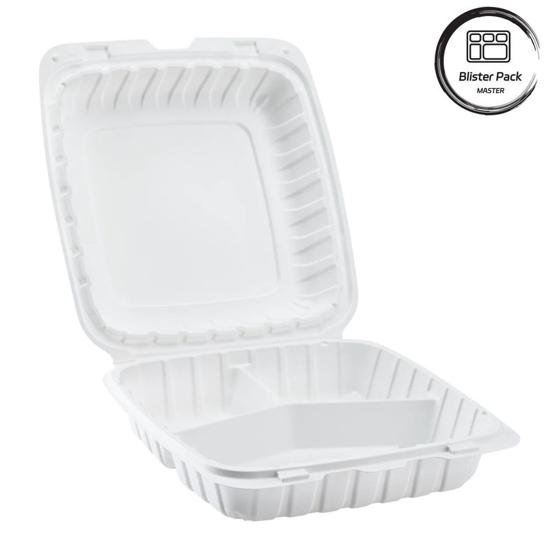 3 compartiments en plastique thermoformant à emporter conteneur carré pour la restauration rapide / repas chauds