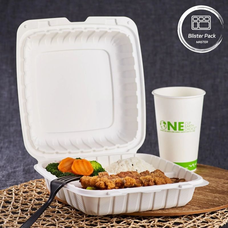 3 compartiments en plastique thermoformant à emporter conteneur carré pour la restauration rapide / repas chauds