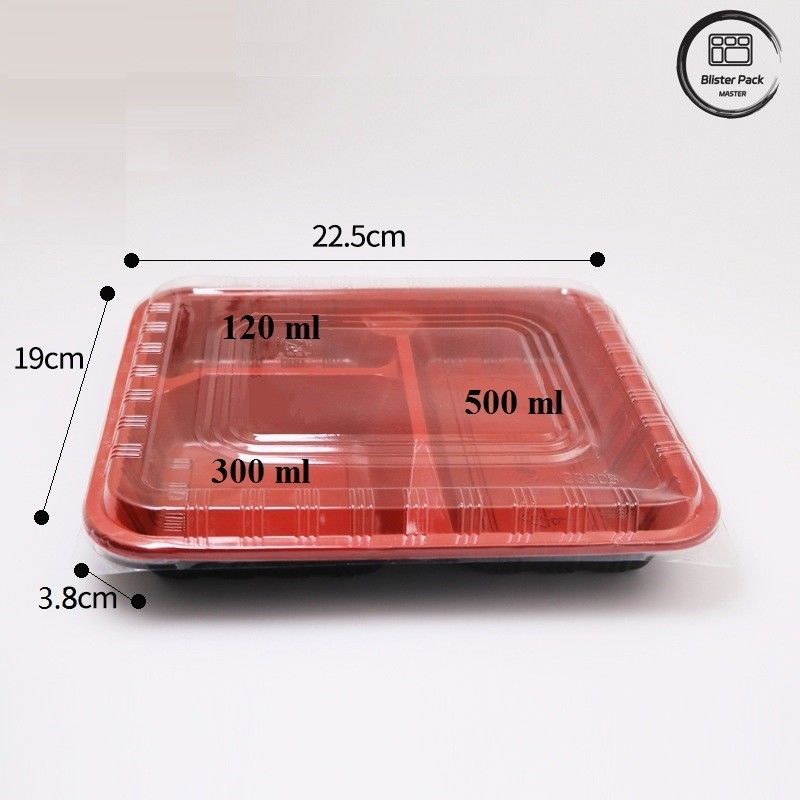 Eco-friendly 3 compartiments Bento boîte jetable PP plastique micro-ondes et réfrigérateur