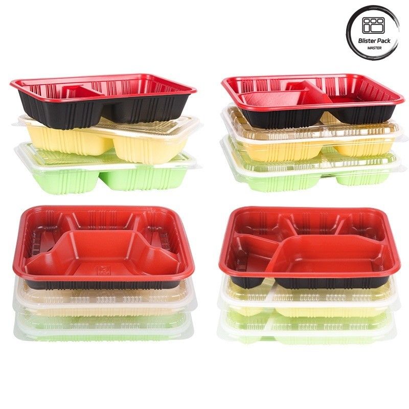 Eco-friendly 3 compartiments Bento boîte jetable PP plastique micro-ondes et réfrigérateur