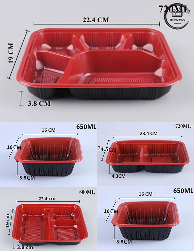 Eco-friendly 3 compartiments Bento boîte jetable PP plastique micro-ondes et réfrigérateur