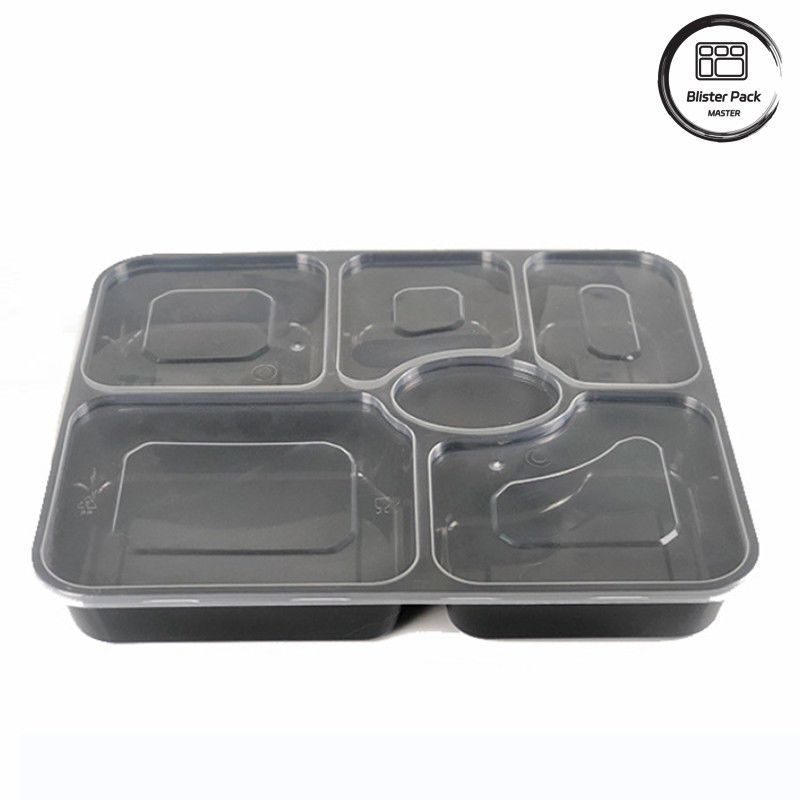 Boîte à repas en plastique transparent 6 compartiments jetables pour hôtels et événements