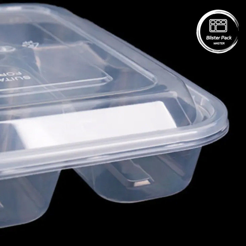 Boîte à repas en plastique transparent 6 compartiments jetables pour hôtels et événements