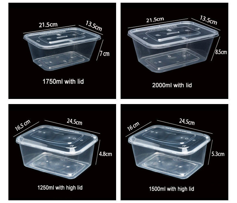 Boîte à repas en plastique transparent 6 compartiments jetables pour hôtels et événements