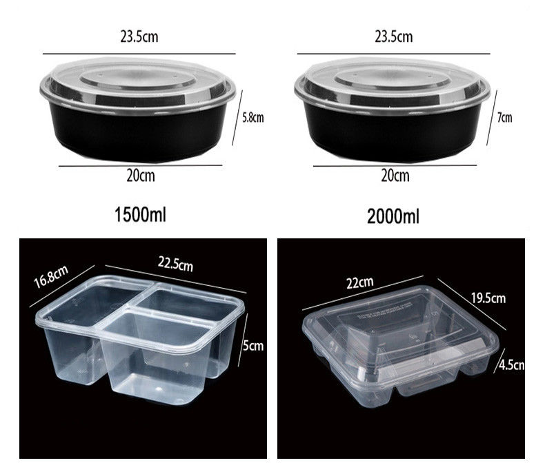 Boîte à repas en plastique transparent 6 compartiments jetables pour hôtels et événements