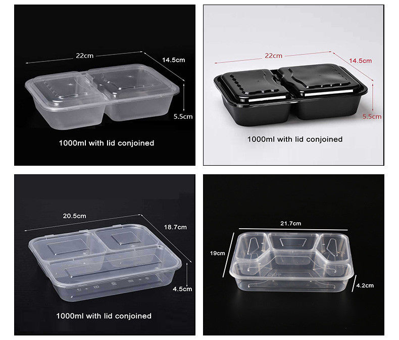 Boîte à repas en plastique transparent 6 compartiments jetables pour hôtels et événements