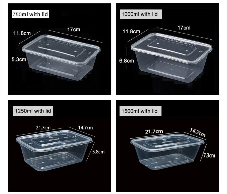 Boîte à repas en plastique transparent 6 compartiments jetables pour hôtels et événements