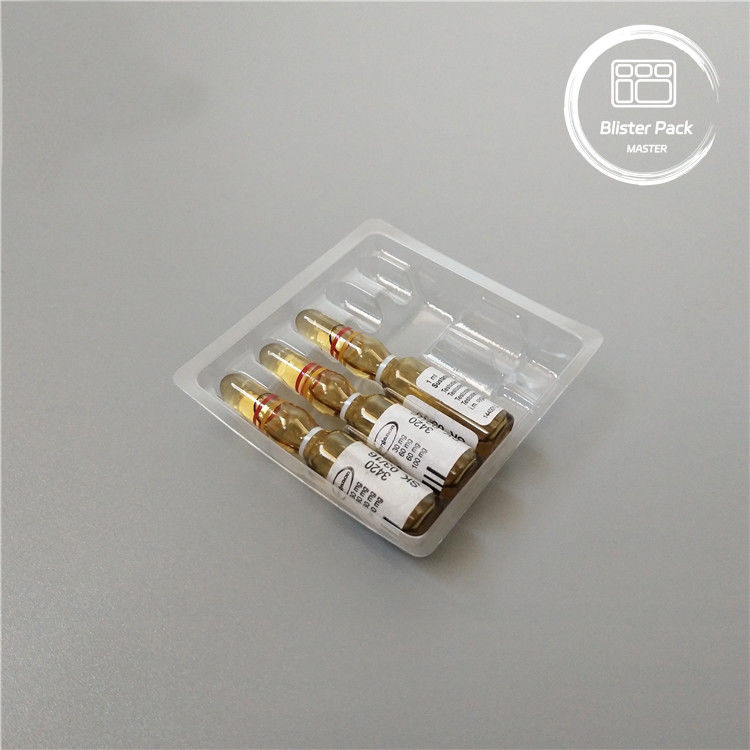 Plateau d'emballage pour ampoules médicales en plastique personnalisé pour flacons de 1 ml PVC transparent jetable