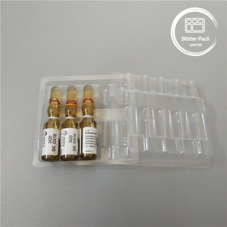 Plateau d'emballage pour ampoules médicales en plastique personnalisé pour flacons de 1 ml PVC transparent jetable