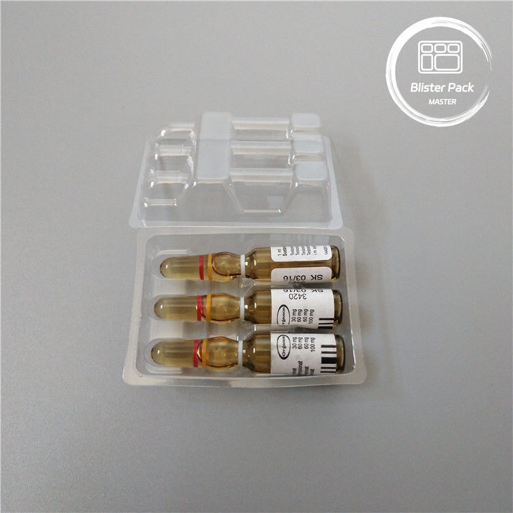 Plateau d'emballage pour ampoules médicales en plastique personnalisé pour flacons de 1 ml PVC transparent jetable