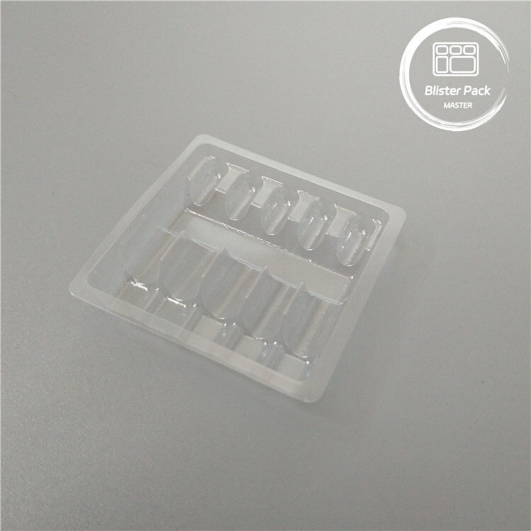 Plateau d'emballage pour ampoules médicales en plastique personnalisé pour flacons de 1 ml PVC transparent jetable