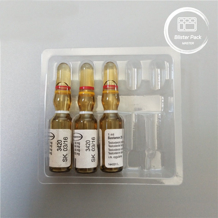 Plateau d'emballage pour ampoules médicales en plastique personnalisé pour flacons de 1 ml PVC transparent jetable