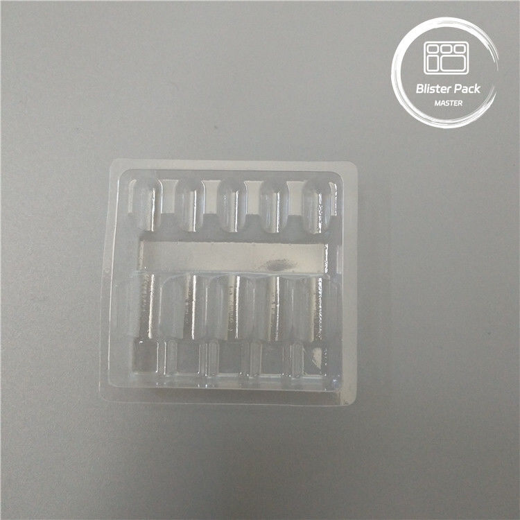 Plateau d'emballage pour ampoules médicales en plastique personnalisé pour flacons de 1 ml PVC transparent jetable