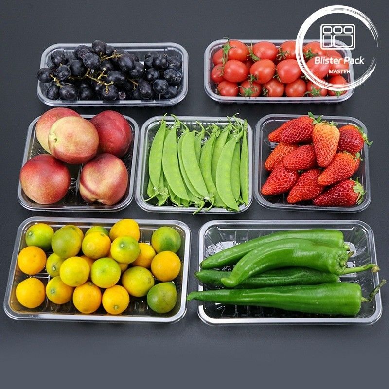 Plateau de légumes frais et de fruits frais en PET transparent - Idéal pour l'affichage et le stockage