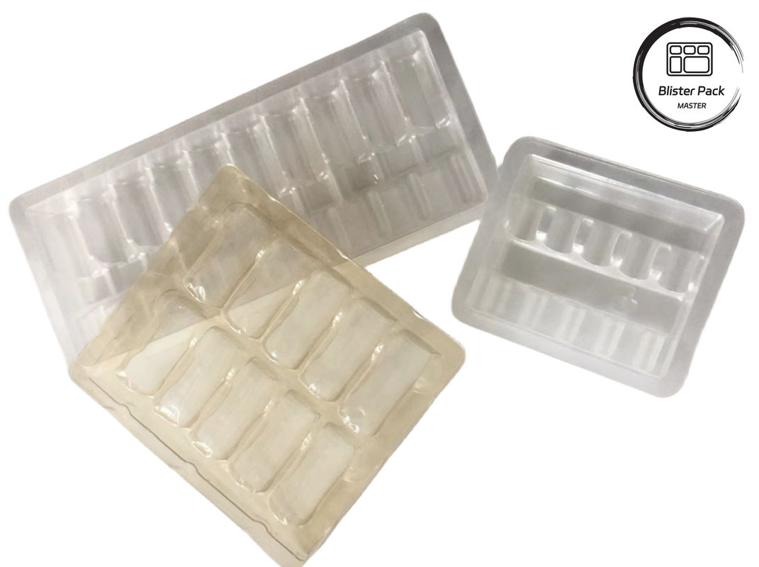OEM et ODM PET plateau en plastique à formation de cloques sous vide, emballage intérieur personnalisé pour ampoules et flacons