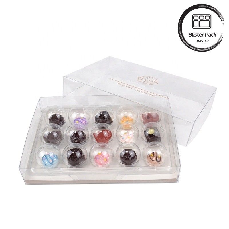 Boîte cadeau en plastique transparent en gros Pour 4, 8, 15, 30 Truffes Chocolat Emballage transparent en PET de haute qualité