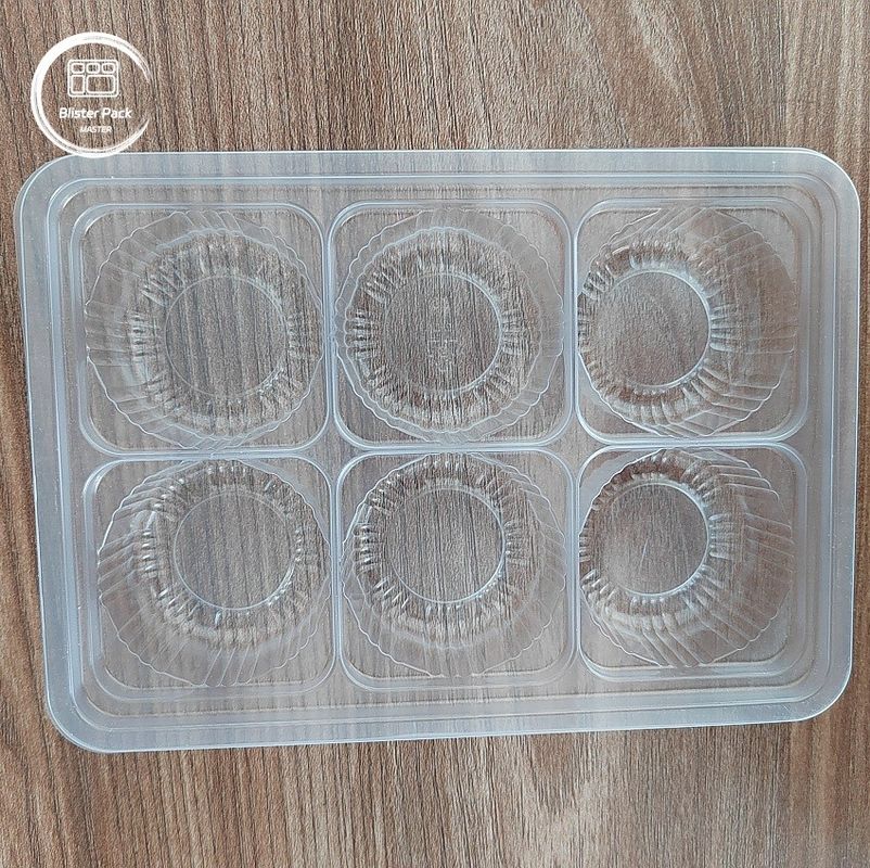 Plateau en plastique en PP transparent et jetable, emballage à 6 cavités pour le chocolat, les bonbons, les gâteaux de lune, les muffins et les boulettes