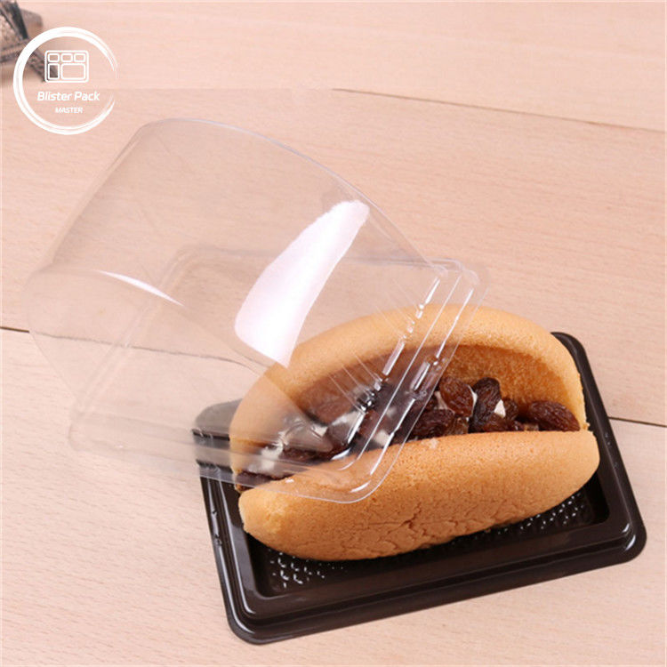 Plateau de gâteau en plastique transparent semi-circulaire sur mesure avec couvercle Emballage de biscuits avec étiquette de sceau