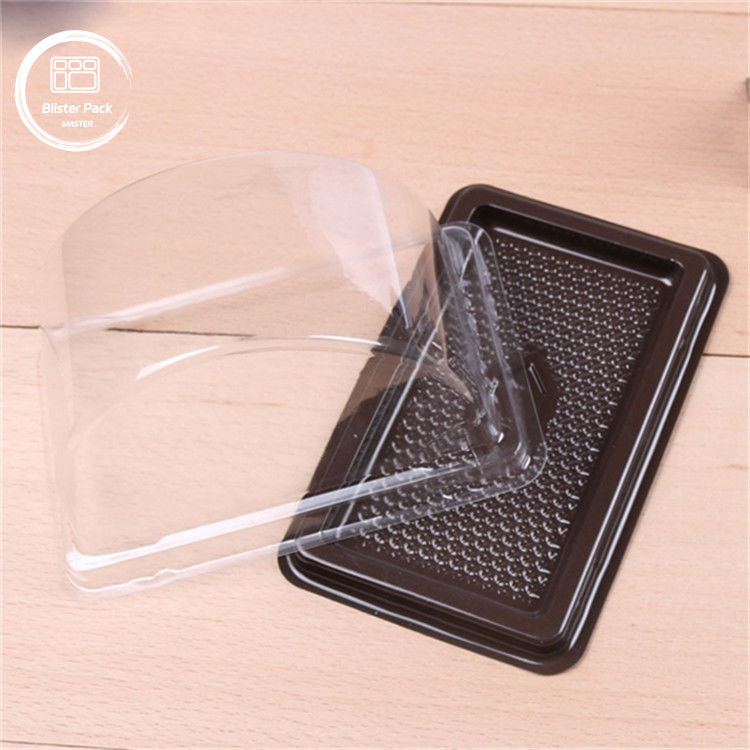 Plateau de gâteau en plastique transparent semi-circulaire sur mesure avec couvercle Emballage de biscuits avec étiquette de sceau