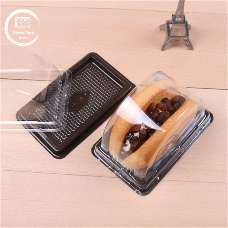 Plateau de gâteau en plastique transparent semi-circulaire sur mesure avec couvercle Emballage de biscuits avec étiquette de sceau