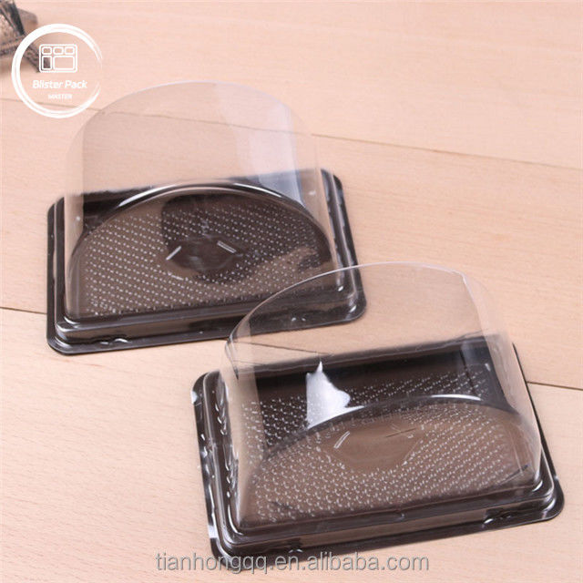 Plateau de gâteau en plastique transparent semi-circulaire sur mesure avec couvercle Emballage de biscuits avec étiquette de sceau