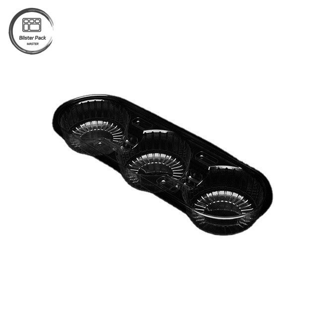 Plateau à emporter transparent jetable épaissi en PET avec porte-gobelets à trois sections, plateau en plastique pour le yogourt et les boissons