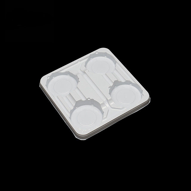 Plateau jetable en PET blanc, porte-gobelets à 4 pièces pour le lait, le yogourt et les boissons
