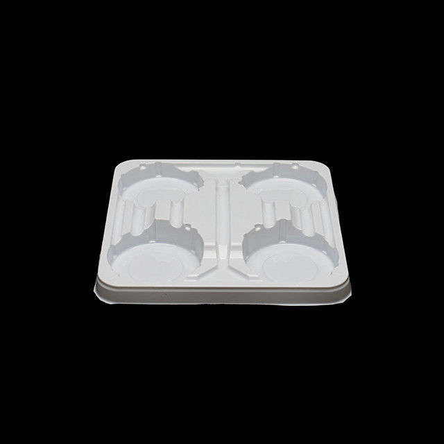 Plateau jetable en PET blanc, porte-gobelets à 4 pièces pour le lait, le yogourt et les boissons