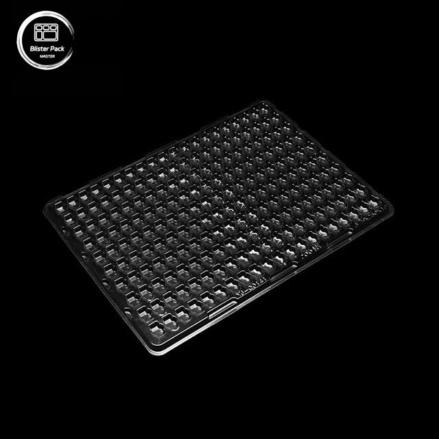 Plateau sous vide en PET à 200 grilles pour petits composants électroniques, emballage personnalisé antistatique