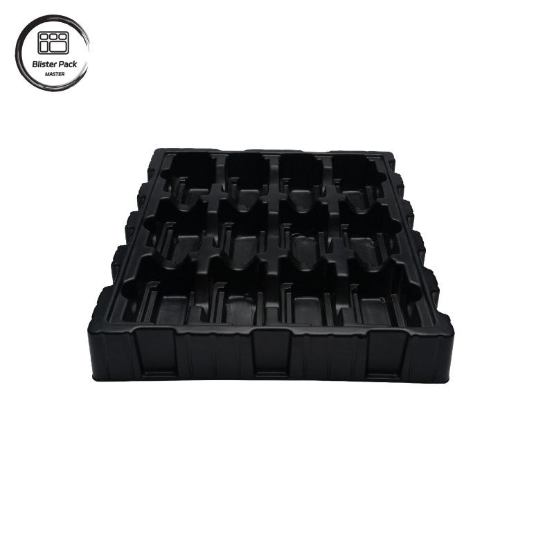 Plateau électronique antistatique PS noir sur mesure, emballage en ampoules ESD pour PCB et composants électroniques