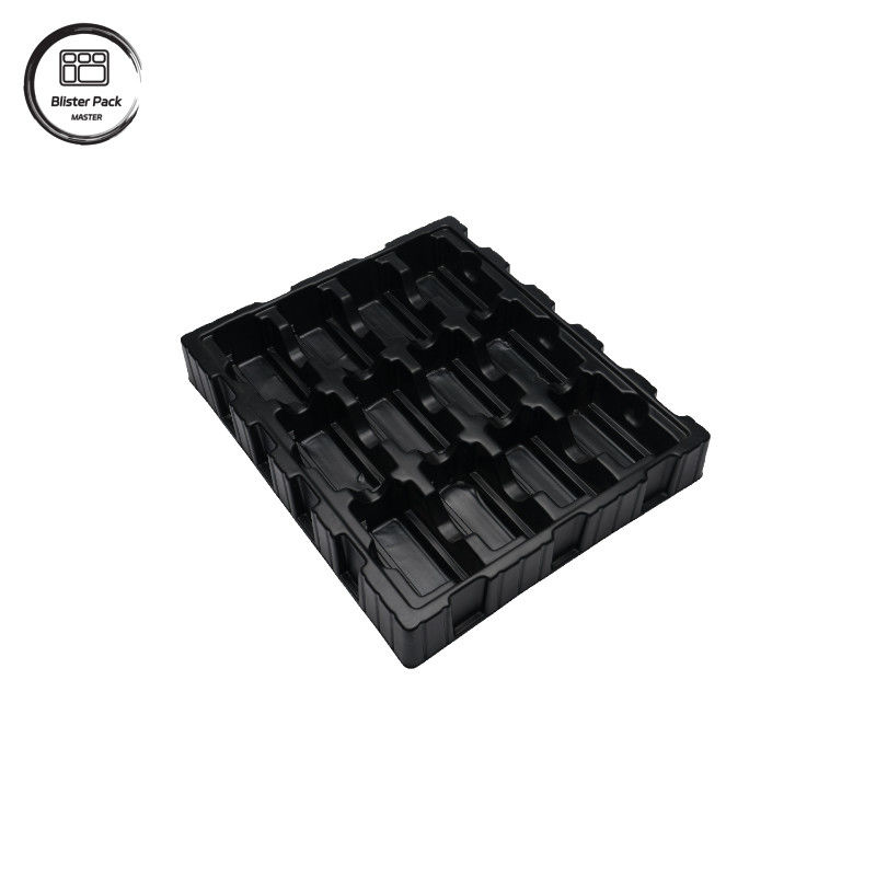 Plateau électronique antistatique PS noir sur mesure, emballage en ampoules ESD pour PCB et composants électroniques