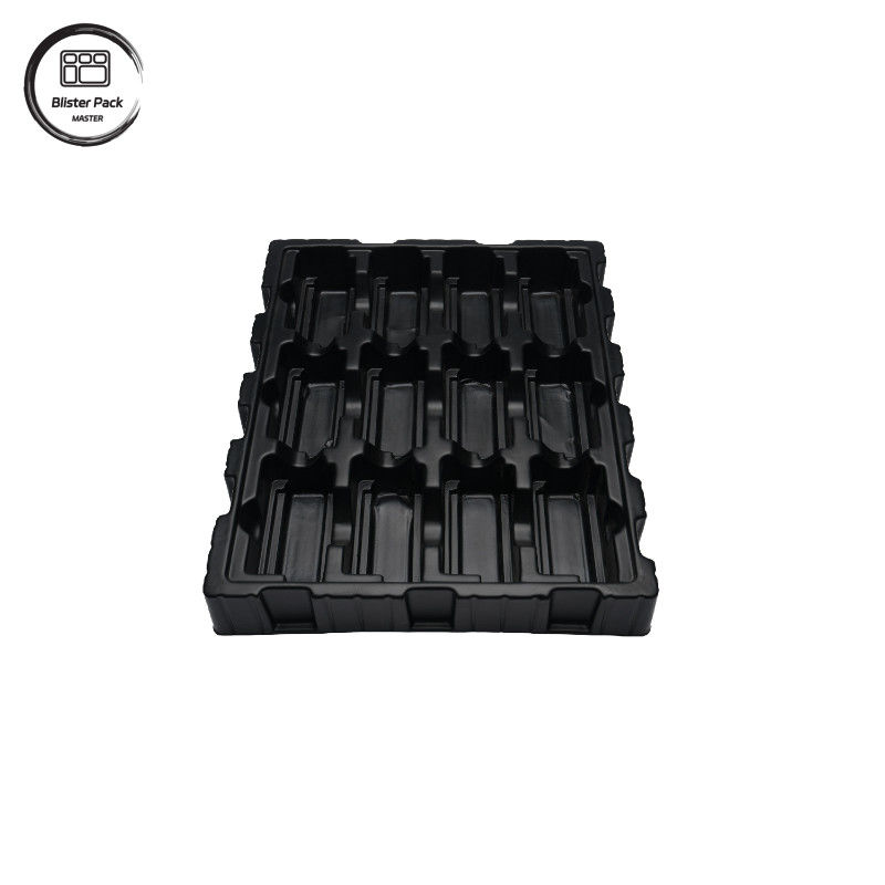 Plateau électronique antistatique PS noir sur mesure, emballage en ampoules ESD pour PCB et composants électroniques