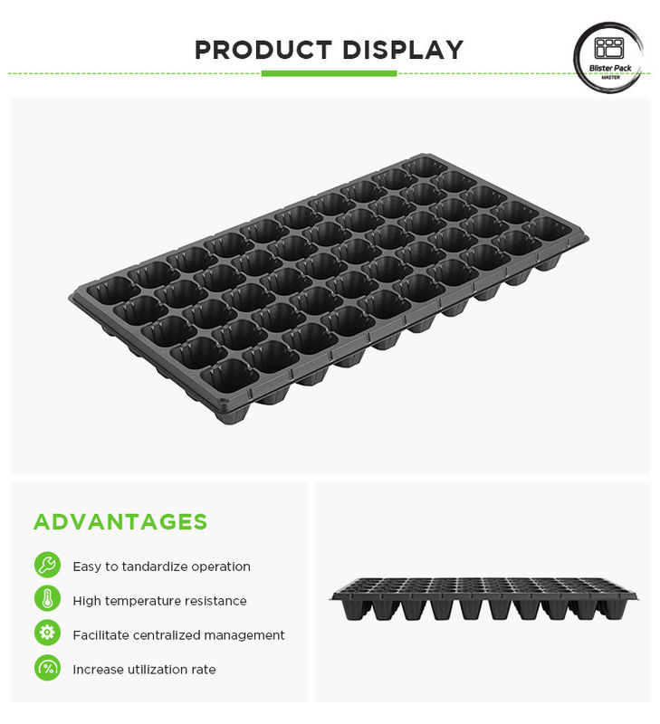 Plateau de germination de semis respirant en plastique personnalisé, plateau de pépinière à 50 cellules pour la germination des semences