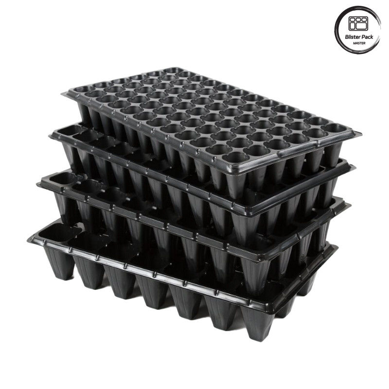 Plateau de semis pour la plantation d'arbres de jardin PS noir, plateau de germination dégradable à 50 cellules pour l'usage en pépinière