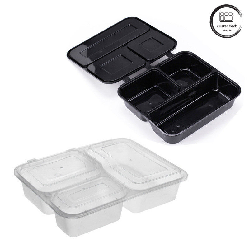 1-4 Compartements boîte à lunch noire jetable à micro-ondes Conception étanche aux fuites pour les besoins d'emballage alimentaire