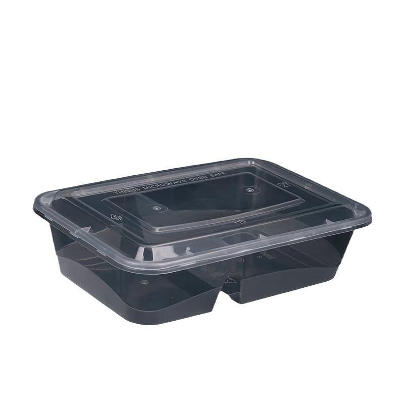 Contenant alimentaire jetable à deux compartiments en plastique en PP